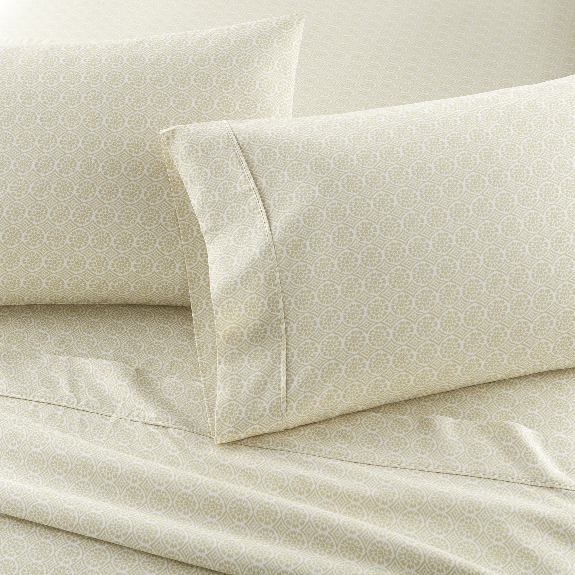 Better Homes & Gardens 2-Piece King Pillowcase Set, 300 Thread Count Cotton Sateen, Suzani Almond Biscuit