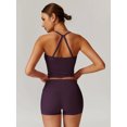 thumbnail image 2 of IBTOM CASTLE 2 Pieces Workout Sets for Women, Cross Back Tank Top Matching High Waist Biker Shorts, Gym Yoga Pilates Outfits L Deep Purple, 2 of 7