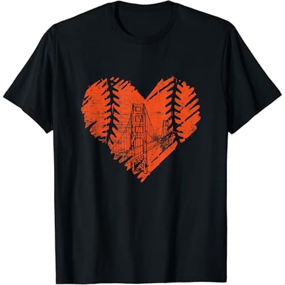 US State San Francisco Baseball Vintage Heart T-Shirt
