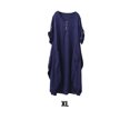 thumbnail image 3 of facefd Robe Ample Femme Manches Courtes Printemps Été Robe Col Rond Jupe Irrégulière Décontractée Couleur Unie Robes Longueur Genou Mode Bleu Foncé TG, 3 of 5