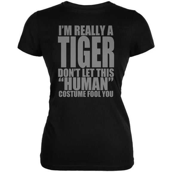 Halloween Human Tiger Costume Juniors Soft T Shirt Black MD