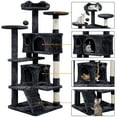 thumbnail image 4 of Alden Design 54.5" H Double Condo Cat Tree with Scratching Post Tower, Black, 4 of 11