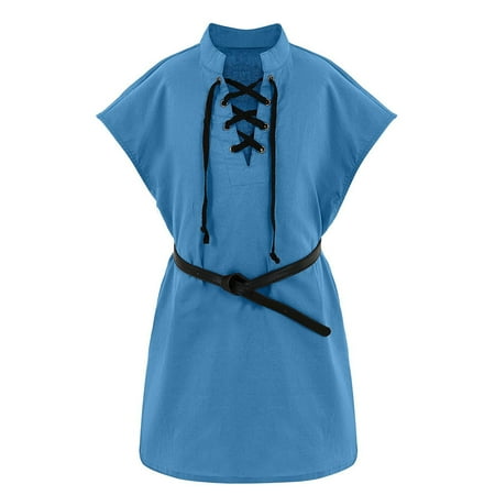 

Boys Shirts Toddler Kids Piratess T Shirt Vikinges Sleeveless Tank Top Scottish Cotton Tie With Belt For Boys Girls Custom T Shirts(Color:Blue Size:5-6 Years)
