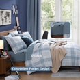 thumbnail image 3 of Edredones azules Queen Size, juegos de cama Queen a cuadros para niños y niñas, Classic, 3 of 6