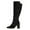Black, variant on Women Classic Side Zipper Knee High Boots Chunky Block Heels Fold Over Button Pointy Closed Toe Comfort Casual Wear Shoes Size 8.5 Blue