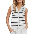 thumbnail image 2 of cfhntfmh Women's Striped Sweater Vest Sleeveless V Neck Button down Sweaters Casual Tank Top Outfits, 2 of 7