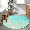 thumbnail image 4 of Aqua Green Large Area Rugs for Bedroom Living Room, Soft Non Slip Carpet Bedside Rug, Watercolor Colorful Ombre Abstract Floral Art Round Floor Cover Kitchen Accent Rug 3' for Dining Room/Office, 4 of 9