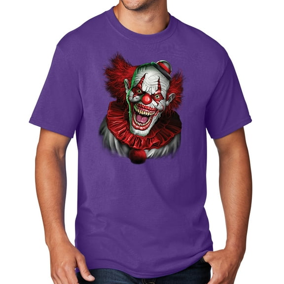 Men's Scary RED CLOWN T-shirt, Medium Team Purple
