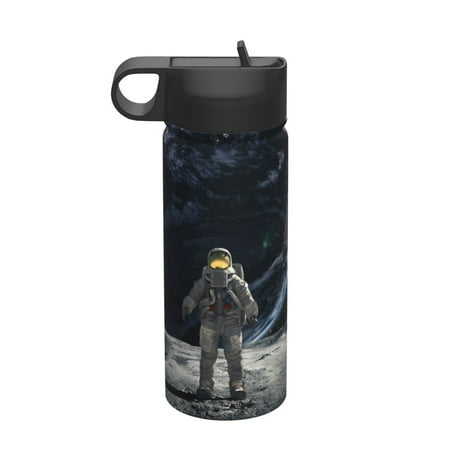 

Ocsxa Astronaut Standing In The Moon Print 18 oz Insulated Water Bottle With Straw Stainless Steel Sports Water Cup Flask Wide Mouth Travel Thermal Mug for Home Office or Car