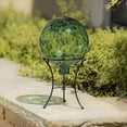 thumbnail image 2 of Evergreen 10" Art Glass Turquoise Confetti Gazing Ball with Stand Garden and Yard Decor, 2 of 6