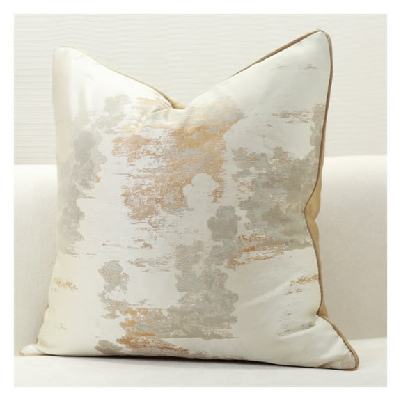 AUQ Gold Decorative Luxurious Throw Pillow Covers Jacquard Square Cushion Cases Pillowcase for Bed Sofa Couch Chair Car Home Decor,Champagne,18"x18"