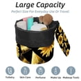 thumbnail image 2 of PhooArto Large Barrel Drawstring Makeup Bag, Golden Math Polygonal Sunflowers Pattern Travel Cosmetic Bag Portable Make Up Organizer Bag, 2 of 6