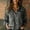 Grey, variant on Winter Clothing For Women Long Sleeve Fashion Button Down Shirt Exquisite Hemp Striped V-Neck Wrinkle Resistant Gray S-5Xl