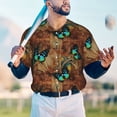 thumbnail image 4 of Fotbe Vintage Butterfly Green Baseball Jersey Shirt for Men and Women, Casual Short Sleeves Button Down T-Shirt-X-Large, 4 of 9