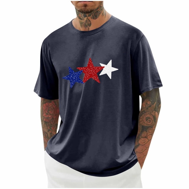 Tops para hombre, blusas y camisas de cuello redondo y manga corta para hombre, blusas casuales de moda con cuello redondo y manga corta para hombre, blusas de poliéster para hombre