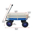 thumbnail image 4 of Outdoor All-Terrain Pull Wagon with Wooden Side Panels, Heavy Duty Steel Wagon with 10" Tires, Load Capacity 176lbs,Outdoor All-Terrain Cargo Wagon for Kids Toys, Gardening, Supplies, Blue, 4 of 9