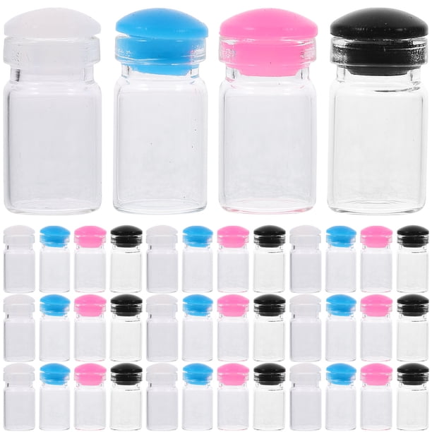 EeaseMX 50 mini frascos de vidrio transparentes de 0,5 ml con tapón de silicona, ideales para mensajes, bodas, recuerdos de fiestas (colores surtidos).