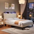 thumbnail image 6 of 3-Piece Queen Bedroom Set: Upholstered Platform Bed with Charging Station & LED Lights + 2 Drawers Nightstands + 7 Drawer Dresser with Anti-Tip Safety– Bedroom Furniture Set, Dark Gray/Beige, 6 of 9