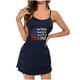 thumbnail image 4 of Camisón corto de talla grande para mujer, camisón de manga corta con estampado de pecho a la moda, camisón para mujer, 4 of 6