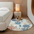 thumbnail image 3 of Marine Life Round Living Room Rugs 3.3 ft, Watercolor Seahorse Coral Starfish Gradient Blue Yellow Washable Area Rug with Non-Slip Sturdy Edge Binding Round Front Door Mat Floor Carpet for Entryway, 3 of 9