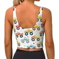 thumbnail image 3 of Xecao Cartoon Monster Trucks for Sports Bra with Removable Pads, Crop Tank Top Design, Women's Longline Sports Bra - Non-Wired - Large, 3 of 9