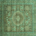 thumbnail image 1 of Ahgly Company Machine Washable Indoor Square Abstract Turquoise Blue Modern Area Rugs, 7' Square, 1 of 4