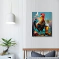 thumbnail image 4 of Feiri  Canvas Print Cocktail Bar Funny Rooster Chicken Artwork Print Painting Vintage Farmhouse Rooster Wall Art for Bathroom 8x12inch Decoration Bedroom Bathroom pattern3, 4 of 5