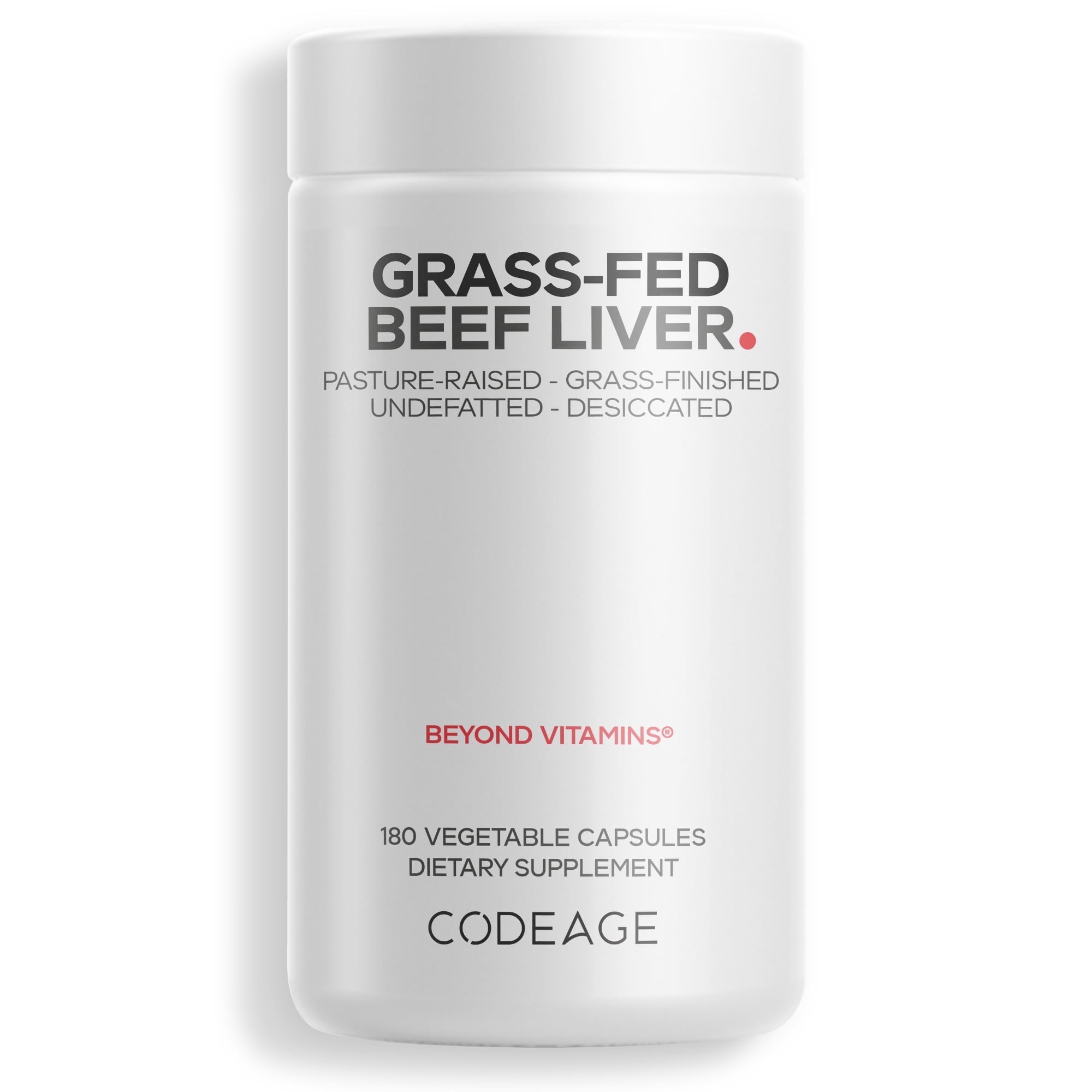 Codeage Grass-Fed Beef Liver, Grass-Finished, Pasture-Raised, Freeze-Dried Glandular Supplement, 180 ct