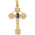 thumbnail image 1 of 10K Yellow Gold 5X3mm Oval Tanzanite Cross Pendant (Width 19) (Length 36.6) - Jbsp, 1 of 5