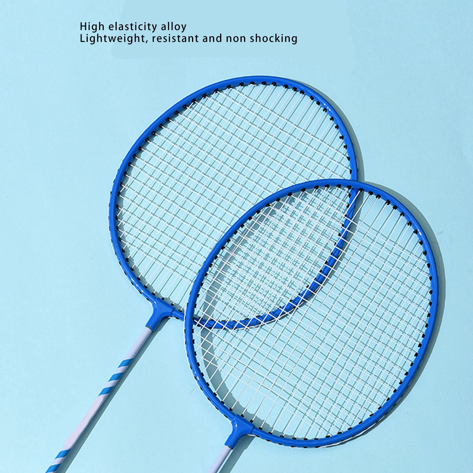 YAHHU Premium Iron Alloy Badminton Rackets Set with Nylon Shuttlecocks and Carrying Bag, 2 Player Set, 5 Pieces, Blue