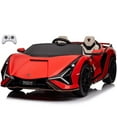 thumbnail image 1 of Voltz Toys Ride-on Car for Kids, 24V Lamborghini SIAN, 4WD Battery Powered Electric Car with Remote Control, EVA Wheels, Open Doors, Storage, Leather Seat, LED Lights & Music for 3-8 Years (Red), 1 of 6