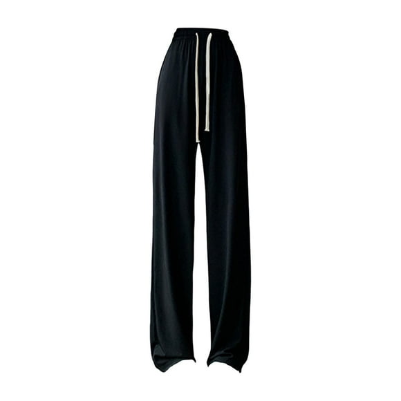 Pantalones rectos de pierna ancha para mujer Pantalones rectos de cintura alta Pantalones casuales de pierna ancha L