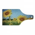 thumbnail image 1 of Brick Wall Cutting Board, Sunflower Drawing on Wall Peaceful Habitat Meadow Valley in Rural Village, Decorative Tempered Glass Cutting and Serving Board, Wine Bottle Shape, Yellow Green, by Ambesonne, 1 of 1