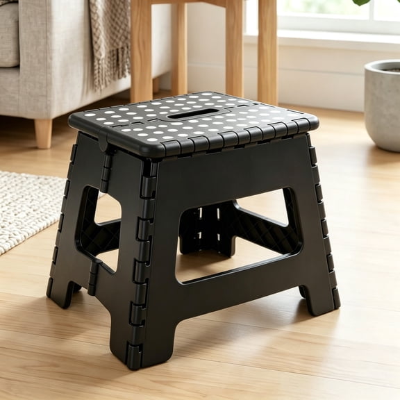 Centilab Foldable Step Stool, 9 Inch Height with Convenient Handle, Anti-Slip Heavy Duty Plastic Stool Supports 300 Lbs, Perfect for Kitchen, Bathroom & Living Room