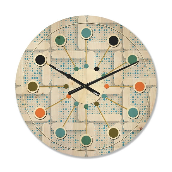 Designart '3D Light Blue and White Pattern I' Mid-Century Modern Wood Wall Clock