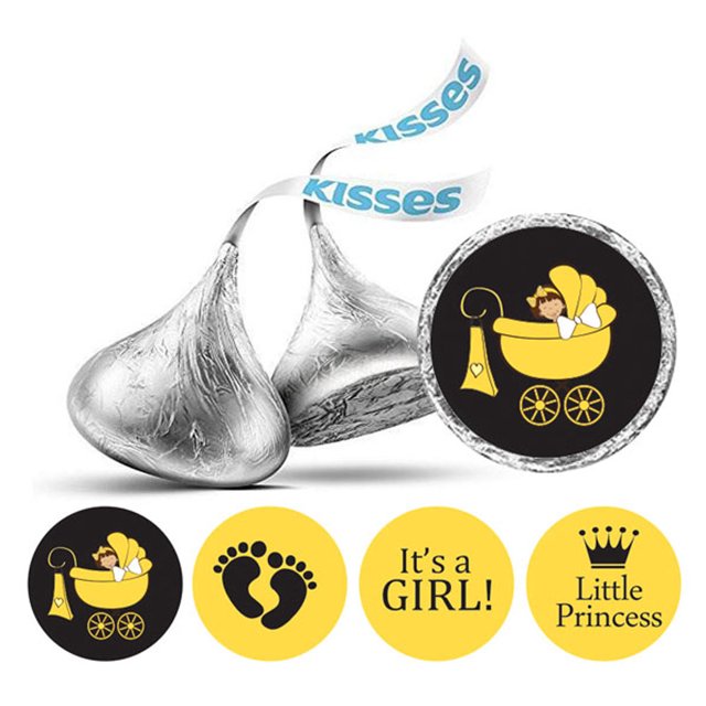 Darling Souvenir 190 Pcs DIY Candy Chocolate Labels Its A Girl Theme Stickers-Yellow
