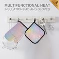 thumbnail image 4 of Yayeee Oven Mitts and Pot Holder Set of 4 Heat Resistant Kitchen Gloves Baking Hot Pad, Pink Wavy Striped, 4 of 5