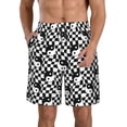 thumbnail image 2 of Uemuo Ying Yang Checkered Pattern Men's Swim Trunks Hawaiian Beach Bathing Suit Swimsuits Beach Quick-Dry Shorts with Pockets-, 2 of 9