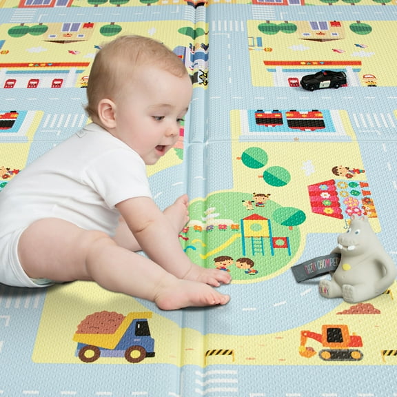 RAY STAR 55x90.5x0.39in Baby Play Mat, Reversible Foldable Crawling play mat Thickness Soft Mat
