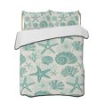 thumbnail image 2 of Quilts Full Size, Teal Coastal Summer Soft Comforter Bedding Set for Bed, Coral Shell Starfish Vintage Lightweight Quilted Bedspread with Pillow Cover(2 Pieces) for All Season, 78x90 Inch, 2 of 9