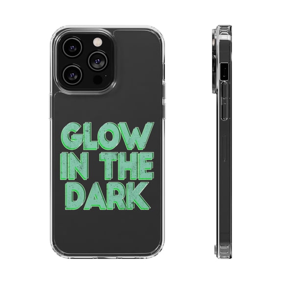 DistinctInk Clear Hybrid Case for Apple iPhone 15 Pro (6.1" Screen) - Glow In The Dark - Slim Profile Design