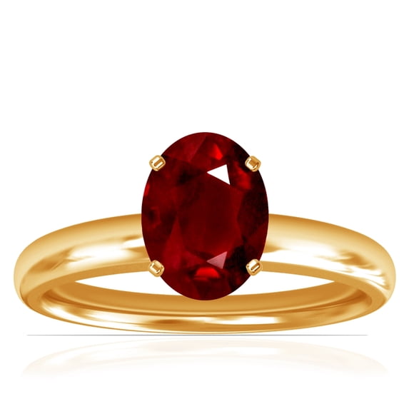 GemsNY July Birthstone - Traditional Oval Ruby Solitaire Ring (Grade - AAA | 1.00cts.)