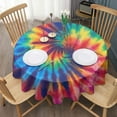 thumbnail image 3 of Colorful Rainbow Tie Dye Spiral Pattern Round Tablecloth 60"x60",Wrinkle Wipeable Table Cloth for Kitchen Dining Room Picnic Patio Party, 3 of 6