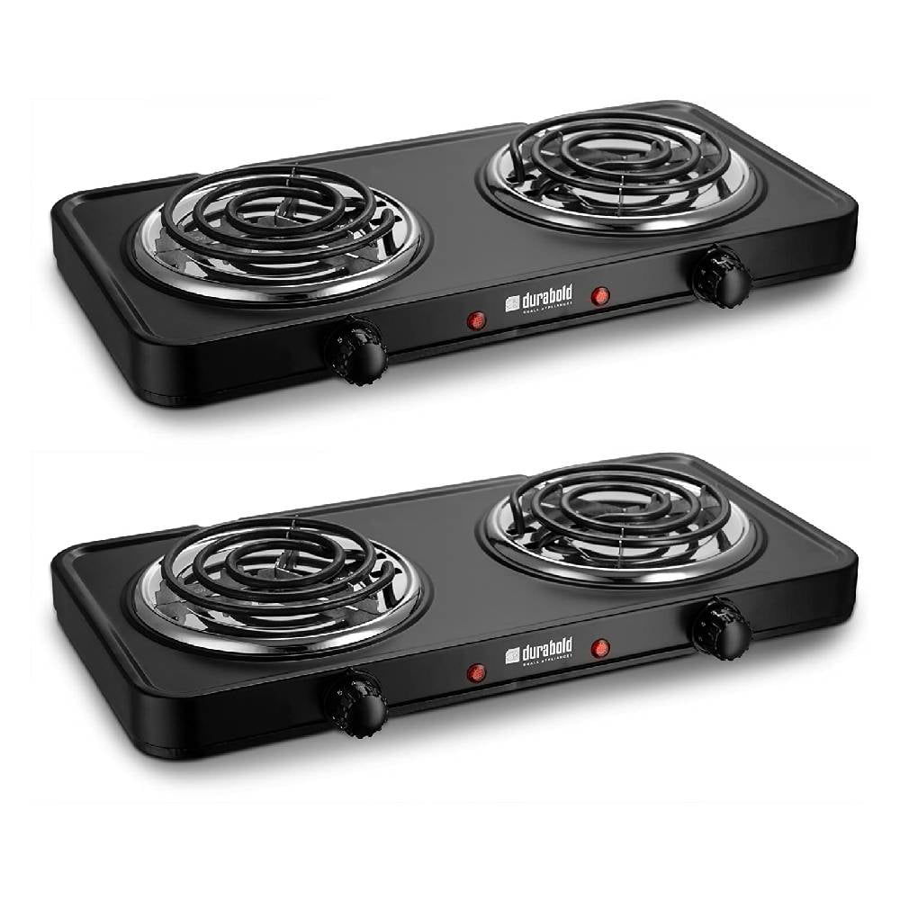 Durabold Electric Double Burner 1000W 700W Portable Black, 2 Pack