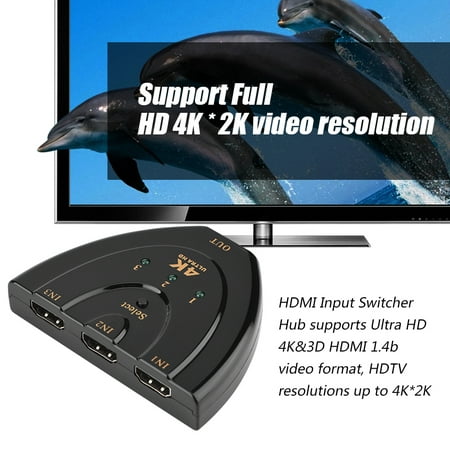 HDMI Switch Splitter 3 in 1 Out UltraHD 4K x 2K Switcher Supports 3D 1080P HD for HDTV PS4 Xbox, 3 in 1 out hdmi switch, switcher