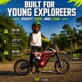 thumbnail image 4 of IVFJFV 500W Electric Dirt Bike for Kids,Up to 17.4MPH & 23.6 Miles,Two Speed Modes, Front & Rear Suspension,Mechanical Disc Brakes, 165 LBS,Beginner-Friendly Handle, All-Terrain,RED, 4 of 9