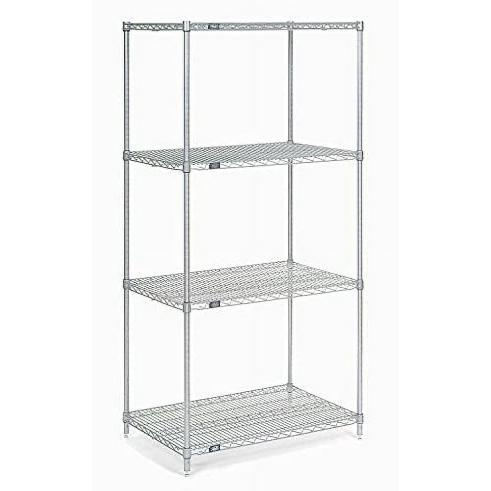 Nexel 4 Shelf Chrome ESD Wire Shelving Unit Starter 30""W x 21""D x 54""H