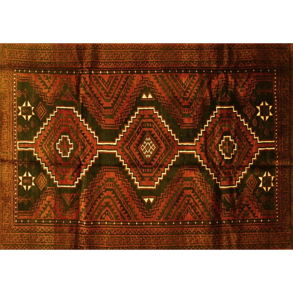 Ahgly Company Indoor Rectangle Persian Yellow Traditional Area Rugs, 5' x 7'