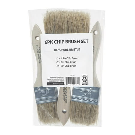 Natural Bristle Flat Chip 6-Piece Household Paint Brush Set for Paint & Craft Projects