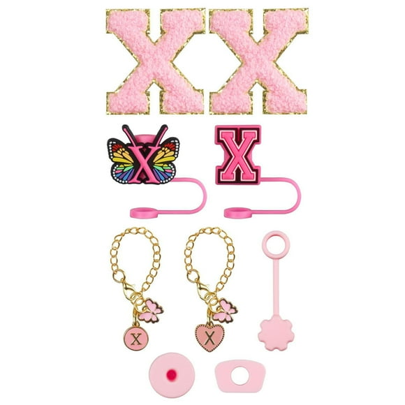 y accesorios para bebidas. Parches bordados. Fundas para pajitas. Collares con colgantes. Cadenas y accesorios antiderrames para vasos. Kit completo de actualización decorativa.